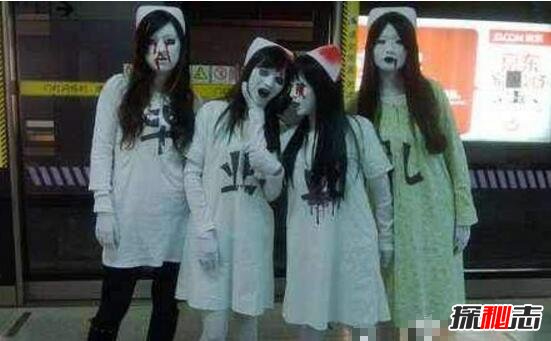 上海地铁女僵尸惊悚现身 脸色惨白口吐鲜血(女学生假扮)